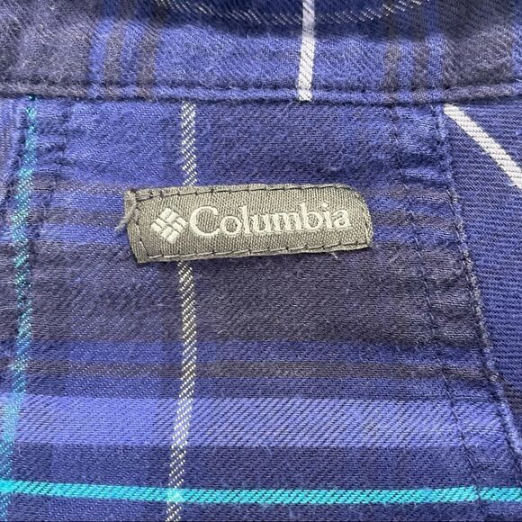 [xl] Columbia Women’s Purple Blue & White Plaid Long Sleeve Button Down Shirt - Picture 8 of 14